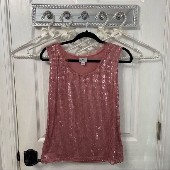 Worthington Blush Pink Sequin Tank Top - Picture 1 of 7